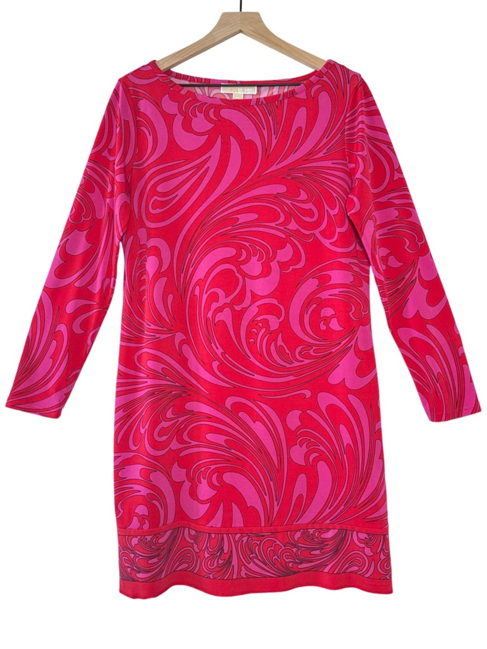 Michael‎ Kors Paisley Print Shift Dress Pink Red Petite Large